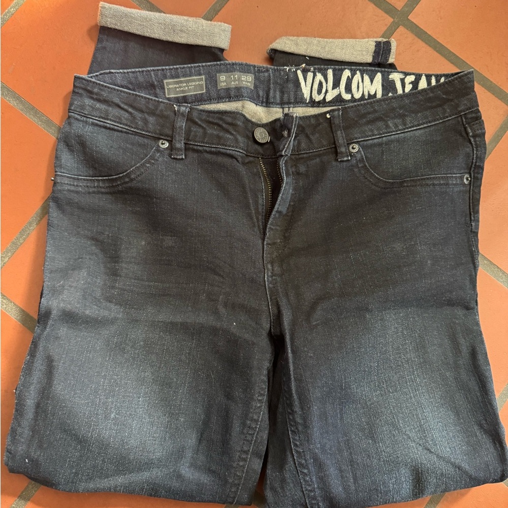 Volcom Women's Dark Blue Straight Leg Jeans